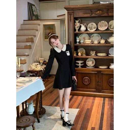 秋冬 コーデ レディース ファッション オシャレ 服 カワイイ シンプル 大人カワイイ 大きいサイズ ソフィア フレンチ ドール カラー ブラック ドレス ハイエンド スリム 秋冬 コーデ レディース ファッション オシャレ 服 カワイイ シンプル 大人カワイイ 大きいサイズ ソフィア フレンチ ドール カラー ブラック ドレス ハイエンド スリム