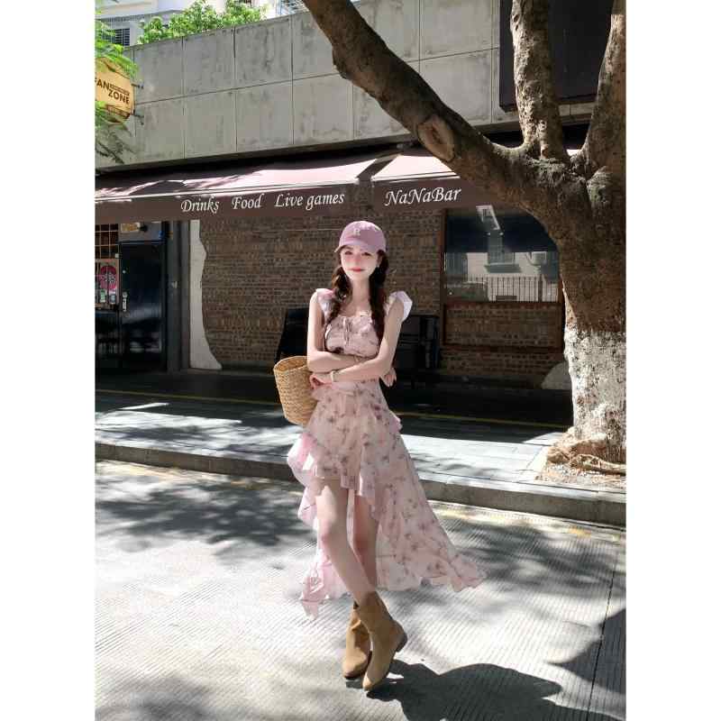 秋冬 コーデ レディース ファッション オシャレ 服 カワイイ シンプル 大人カワイイ 大きいサイズ ガールズ 花 蝶 ガーデンパーティー フレンチ イレギュラー ロング ドレス 花柄