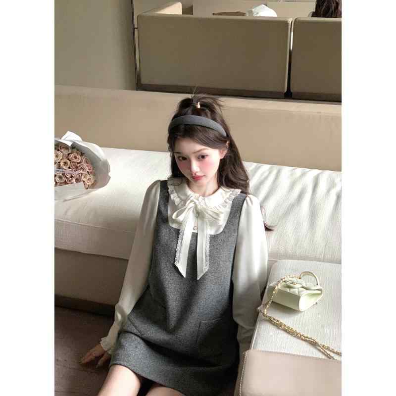 秋冬 コーデ レディース ファッション オシャレ 服 カワイイ シンプル 大人カワイイ 大きいサイズ 女子 フレンチ ドレス ベスト