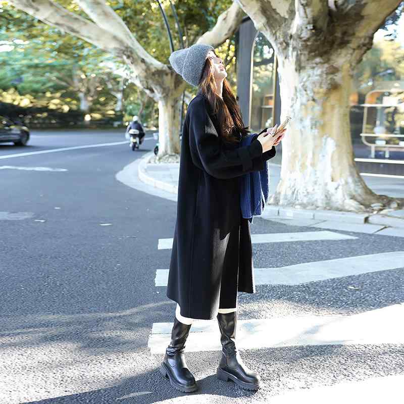 秋冬 コーデ レディース ファッション オシャレ 服 カワイイ シンプル 大人カワイイ 大きいサイズ 黒 コート ハイエンド ミドル レングス ウール