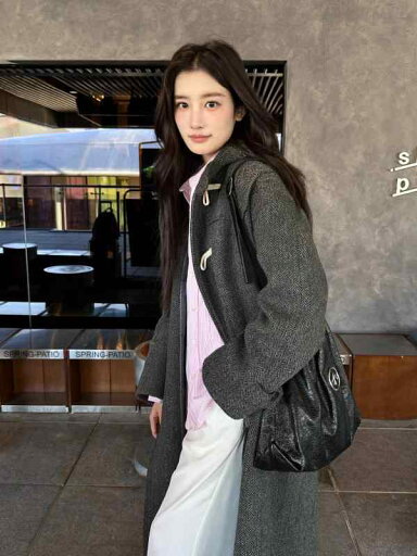 秋冬 コーデ レディース ファッション オシャレ 服 カワイイ シンプル 大人カワイイ 大きいサイズ グレー ホーンボタン コート ハイエンド ロング ウール フード付き キルティング 秋冬 コーデ レディース ファッション オシャレ 服 カワイイ シンプル 大人カワイイ 大きいサイズ グレー ホーンボタン コート ハイエンド ロング ウール フード付き キルティング