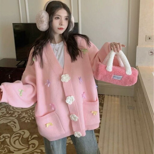 秋冬 コーデ レディース ファッション オシャレ 服 カワイイ シンプル 大人カワイイ 大きいサイズ キャンディ 立体 花 ニット カーディガン セーター トップス 秋冬 コーデ レディース ファッション オシャレ 服 カワイイ シンプル 大人カワイイ 大きいサイズ キャンディ 立体 花 ニット カーディガン セーター トップス