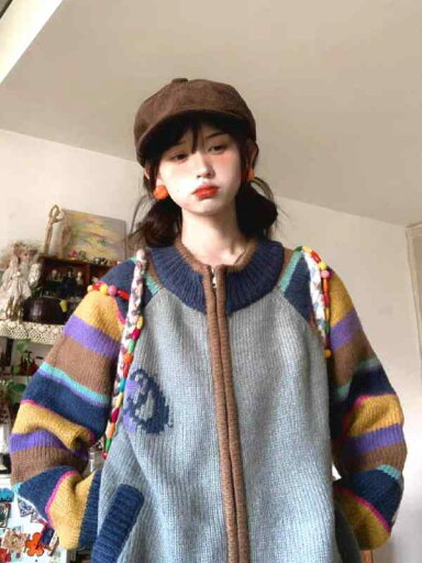 秋冬 コーデ レディース ファッション オシャレ 服 カワイイ シンプル 大人カワイイ 大きいサイズ アメリカン レトロ ストライプ セーター ニット カーディガン ジッパー ジャケット 秋冬 コーデ レディース ファッション オシャレ 服 カワイイ シンプル 大人カワイイ 大きいサイズ アメリカン レトロ ストライプ セーター ニット カーディガン ジッパー ジャケット