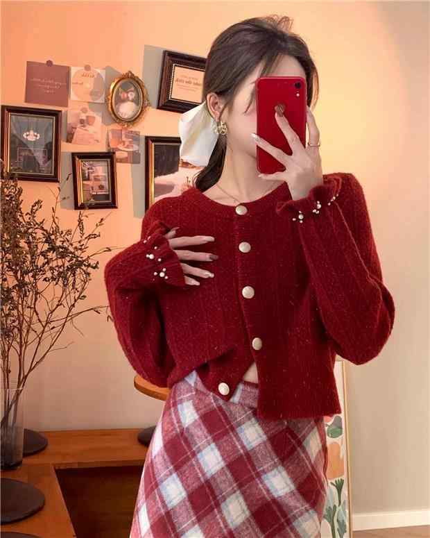 秋冬 コーデ レディース ファッション オシャレ 服 カワイイ シンプル 大人カワイイ 大きいサイズ ニット カーディガン レトロ セーター ジャケット