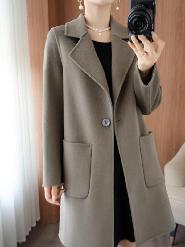 秋冬 コーデ レディース ファッション オシャレ 服 カワイイ シンプル 大人カワイイ 大きいサイズ ハイエンド コート ミドル丈 ウール