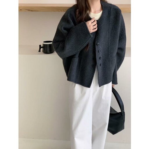 秋冬 コーデ レディース ファッション オシャレ 服 カワイイ シンプル 大人カワイイ 大きいサイズ グレー ウール コート ハイエンド 韓国スタイル スーツ 秋冬 コーデ レディース ファッション オシャレ 服 カワイイ シンプル 大人カワイイ 大きいサイズ グレー ウール コート ハイエンド 韓国スタイル スーツ