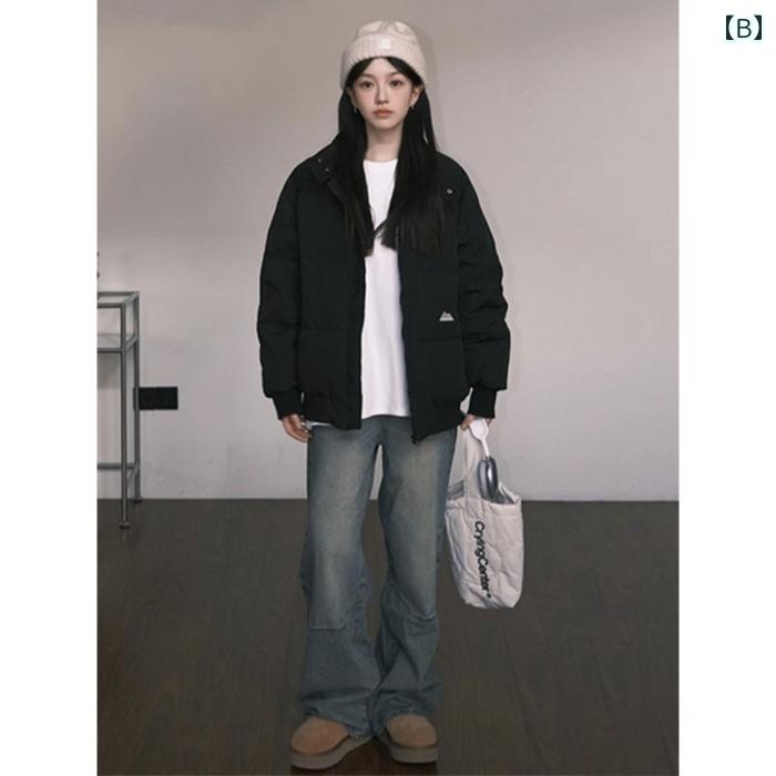 秋冬 コーデ レディース ファッション オシャレ 服 カワイイ シンプル 大人カワイイ 大きいサイズ カップル スタンドカラー ダウン コットン コート フード付き