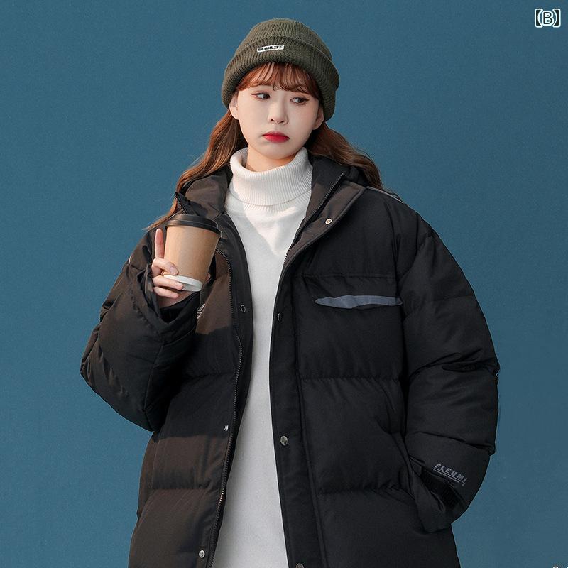 女性 白 ダウンジャケット 冬 シンプル ファッション ホワイトダック フード付き ロング 繭型 無地 ジッパー プリーツポケット 緑