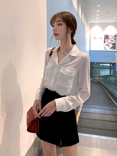 秋冬 コーデ レディース ファッション オシャレ 服 カワイイ シンプル 大人カワイイ 大きいサイズ 白 シャツ ハイエンド シフォン シック トップス 秋冬 コーデ レディース ファッション オシャレ 服 カワイイ シンプル 大人カワイイ 大きいサイズ 白 シャツ ハイエンド シフォン シック トップス
