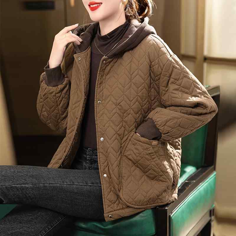 秋冬 コーデ レディース ファッション オシャレ 服 カワイイ シンプル 大人カワイイ 大きいサイズ 綿 フード付き ジャケット カジュアル 衣料