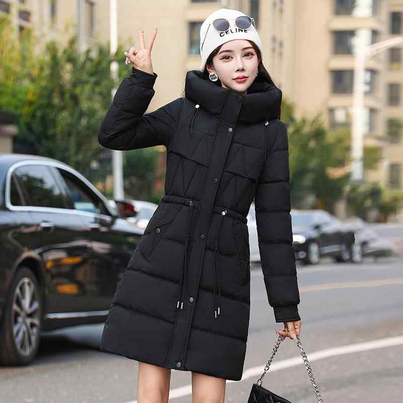 秋冬 コーデ レディース ファッション オシャレ 服 カワイイ シンプル 大人カワイイ 大きいサイズ ダウン コットン ジャケット ミドル丈 韓国スタイル スリム 暖かい ジャケット