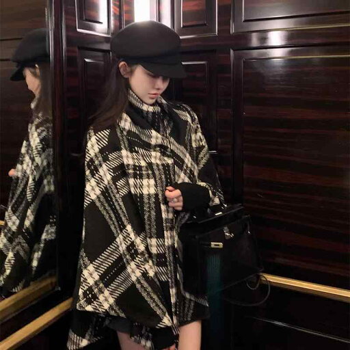 秋冬 コーデ レディース ファッション オシャレ 服 カワイイ シンプル 大人カワイイ 大きいサイズ 黒 白 クラシック チェック柄 ショール マント レトロ ハイエンド スリム ウール ジャケット トップス 秋冬 コーデ レディース ファッション オシャレ 服 カワイイ シンプル 大人カワイイ 大きいサイズ 黒 白 クラシック チェック柄 ショール マント レトロ ハイエンド スリム ウール ジャケット トップス