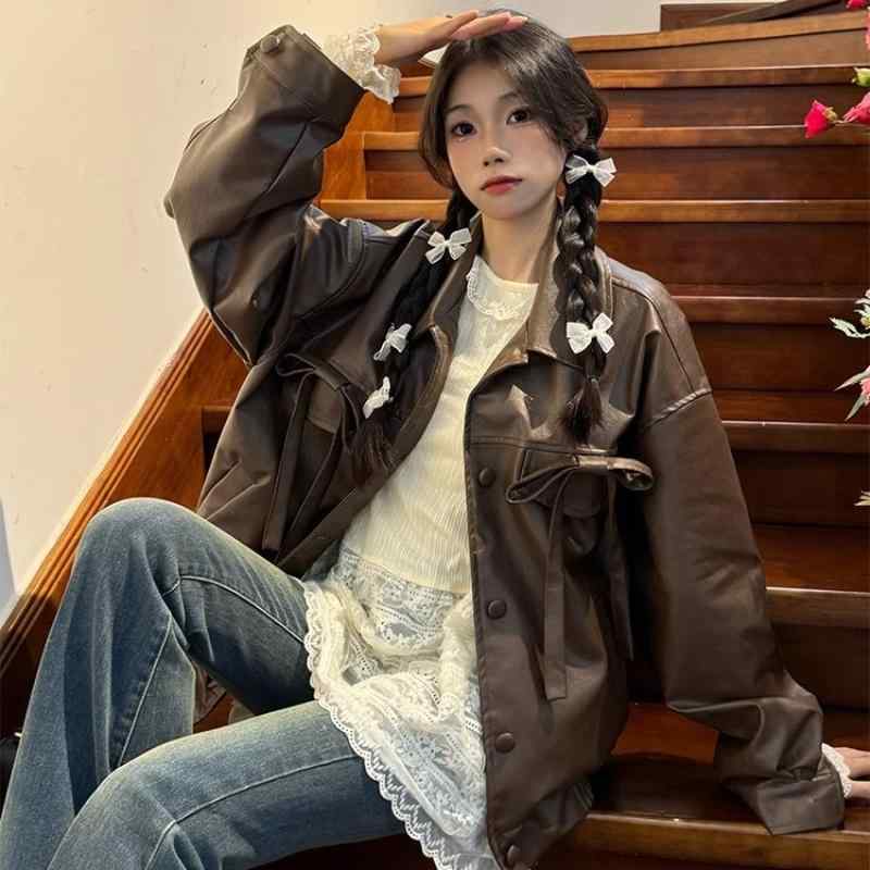 秋冬 コーデ レディース ファッション オシャレ 服 カワイイ シンプル 大人カワイイ 大きいサイズ ライダース PU レザー ジャケット ゆ..