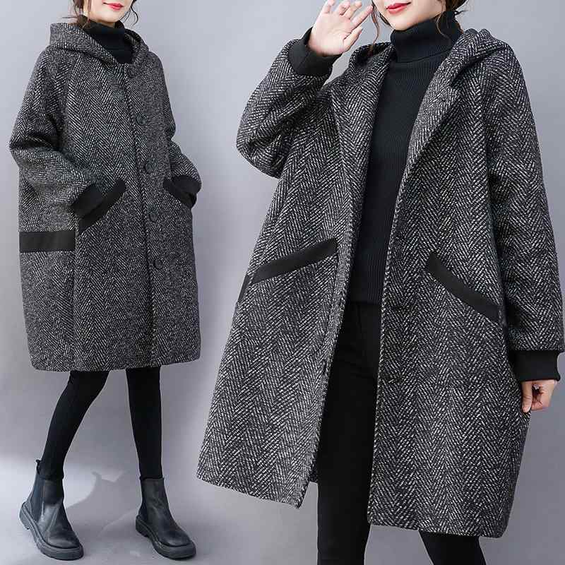 秋冬 コーデ レディース ファッション オシャレ 服 カワイイ 用 シンプル 大人カワイイ 大きいサイズ スノーフレーク ウール コート フード付き 長袖 ミドル丈 スリム ウインドブレーカー