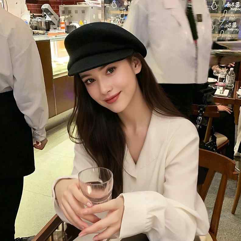 秋冬 コーデ レディース ファッション オシャレ 服 カワイイ シンプル 大人カワイイ 大きいサイズ ダックビル ハット フェルト 帽子 韓国スタイル キャスケット 帽 ベレー(4.0)