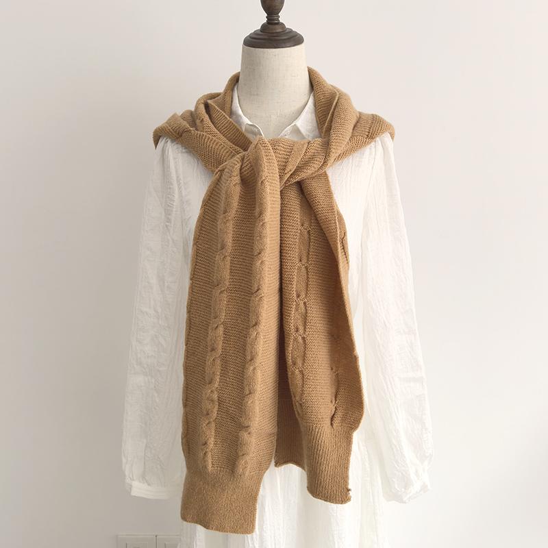 秋服 レディース ファッション オシャレ アイテム カワイイ シンプル 大人カワイイ ゆる ひねり ニット フード付き ショール 厚手 暖かい マント スカーフ ウール アウター