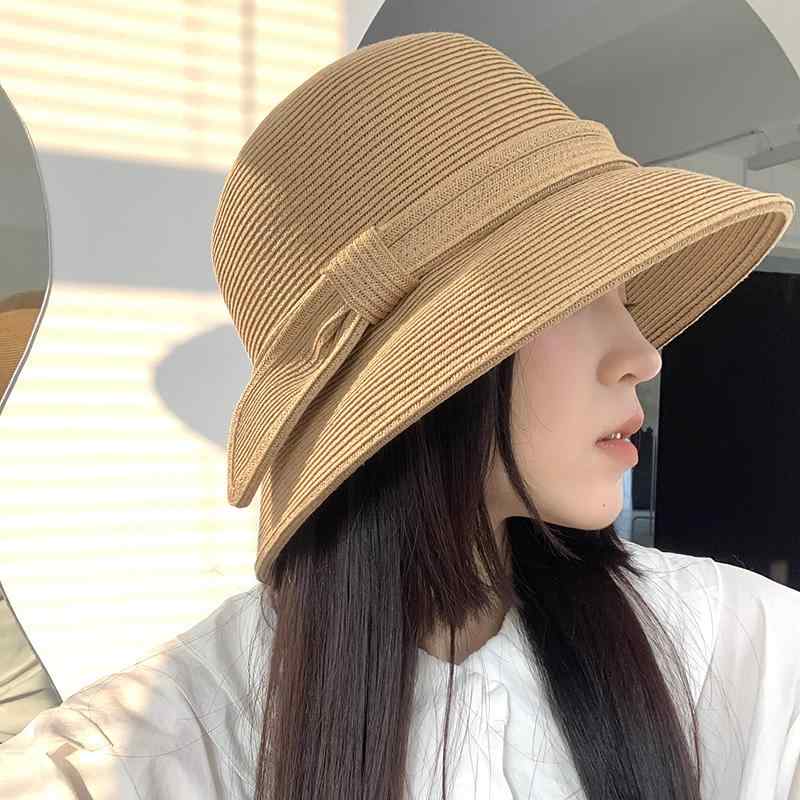 Rakuten - 秋服 レディース ファッション オシャレ アイテム カワイイ シンプル 大人カワイイ 韓国スタイル 麦わら帽子 海辺 バカンス バケーション ビーチハット 日焼け防止 フィッシャーマン ハット バケット ハット