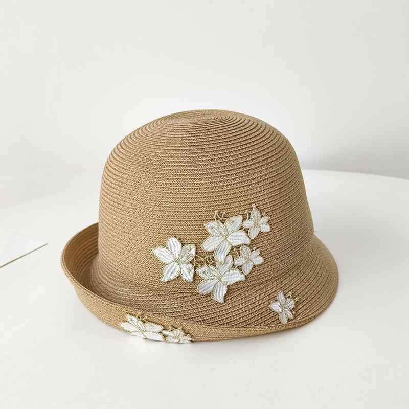 秋服 レディース ファッション オシャレ アイテム カワイイ 用 シンプル 大人カワイイ エレガント 花 カール ツバ付き バケット ハット 日除け ホリデー 麦わら帽子 フィッシャーマン 旅行