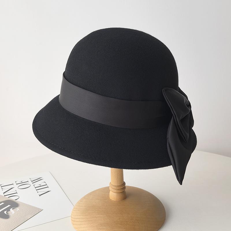 秋服 レディース ファッション オシャレ アイテム カワイイ シンプル 大人カワイイ フレンチ エレガント リボン ウール フィッシャーマン ハット レトロ カジュアル フェルト 帽子 バケット