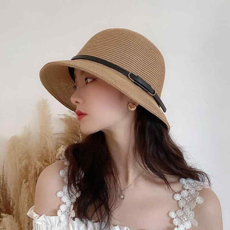 Rakuten - 秋服 レディース ファッション オシャレ アイテム カワイイ シンプル 大人カワイイ ツバ付き 麦わら帽子 レトロ サンハット バケット ハット カジュアル フィッシャーマン