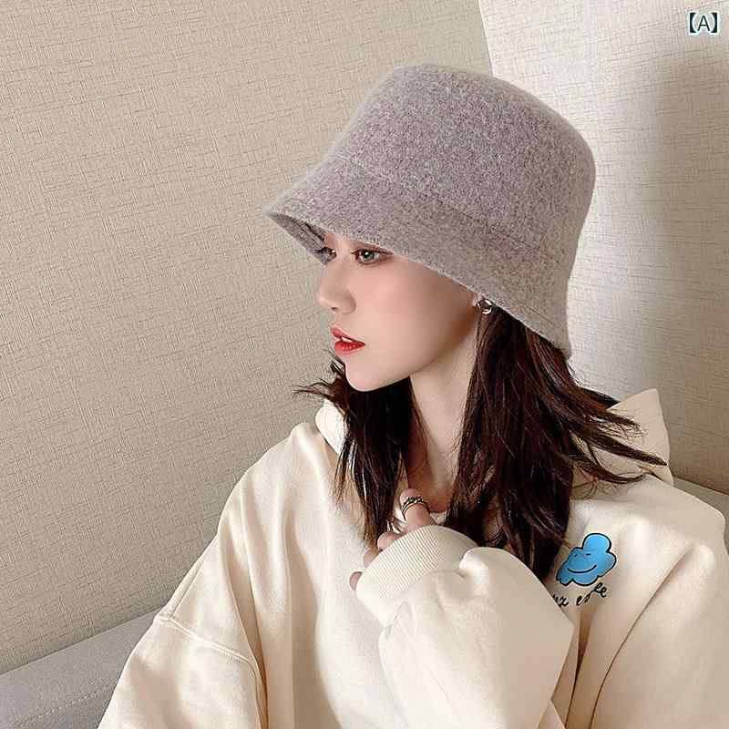 秋冬 コーデ レディース ファッション オシャレ アイテム カワイイ シンプル 大人カワイイ ソリッドカラー ウール ニット バケット ハット 韓国スタイル カジュアル フィッシャーマン レトロ
