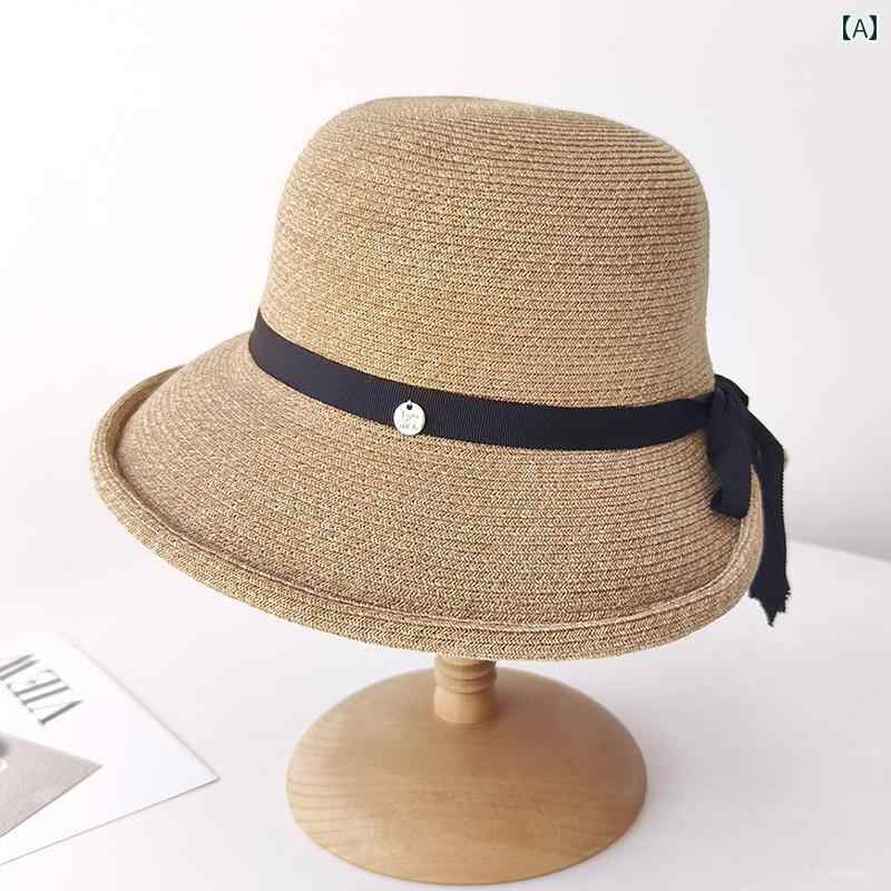 秋冬 コーデ レディース ファッション オシャレ カワイイ シンプル 大人カワイイ カール リボン 麦わら帽子 旅行 日焼け防止 海辺 ビーチ フィッシャーマン ハット 帽子
