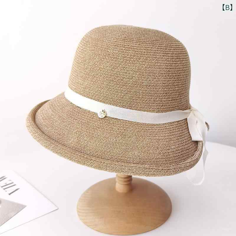 秋冬 コーデ レディース ファッション オシャレ カワイイ シンプル 大人カワイイ カール リボン 麦わら帽子 旅行 日焼け防止 海辺 ビーチ フィッシャーマン ハット 帽子