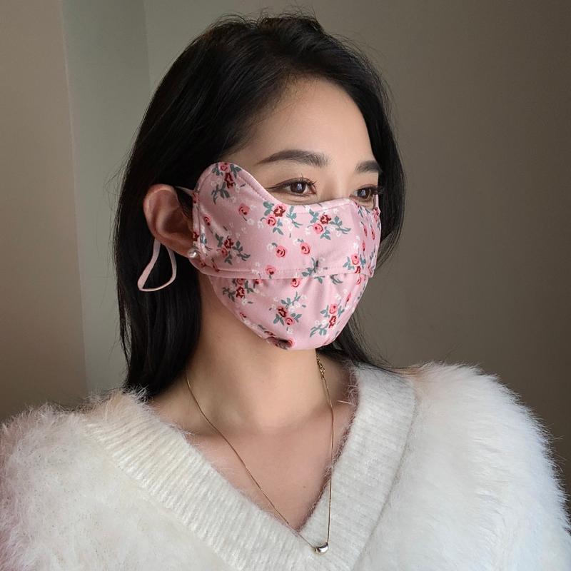 秋冬 コーデ レディース ファッション オシャレ アイテム カワイイ シンプル 大人カワイイ 目 厚手 あったか マスク スリム 防寒 通気性 コットン プリント