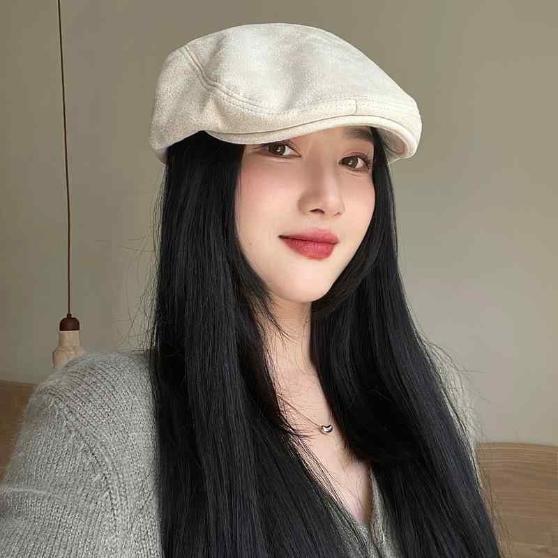 秋冬 コーデ レディース ファッション オシャレ アイテム カワイイ シンプル 大人カワイイ シンプル レトロ グレッシブ ハット ソリッドカラー キャスケット 帽子 メンズ ピーク