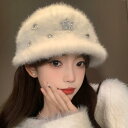 秋冬 コーデ レディース ファッション オシャレ アイテム カワイイ シンプル 大人カワイイ 韓国スタイル レトロ ウサギ ファー ラインストーン 帽子 エレガント カジュアル ベレー帽
