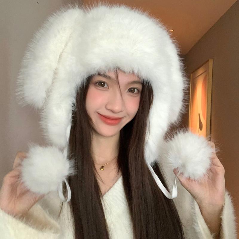 秋冬 コーデ レディース ファッション オシャレ アイテム カワイイ シンプル 大人カワイイ ウサギ 耳 帽子 厚手 防寒性 暖かい 耳保護 韓国スタイル ファー