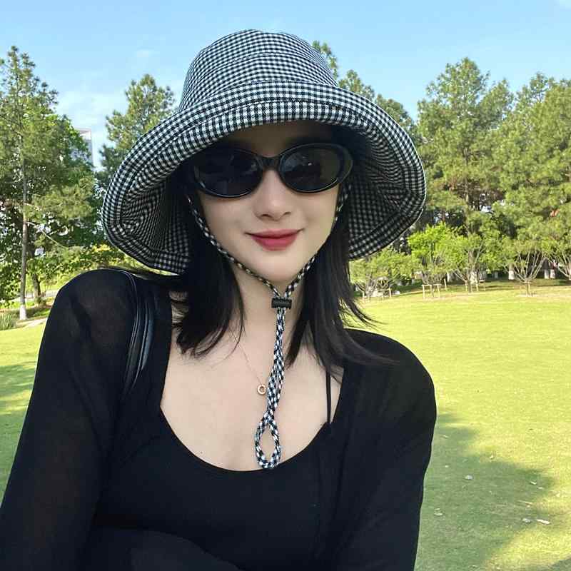 秋冬 コーデ レディース ファッション オシャレ アイテム カワイイ シンプル 大人カワイイ 千鳥格子 チェック柄 日焼け防止 フィッシャーマン ハット 紫外線対策 ツバ付き 日除け 帽子 カバー