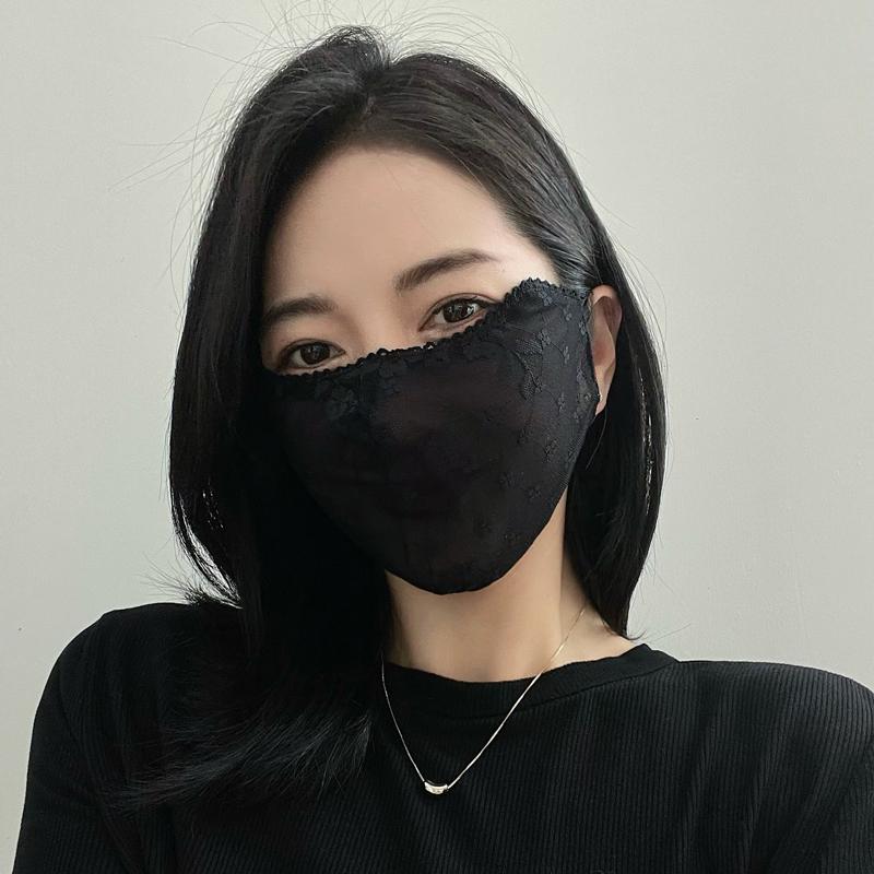 秋冬 コーデ レディース ファッション オシャレ アイテム カワイイ シンプル 大人カワイイ 薄型 通気性 レース 調節可能 マスク ベール プリント サンシェード 日焼け防止目 コーナー