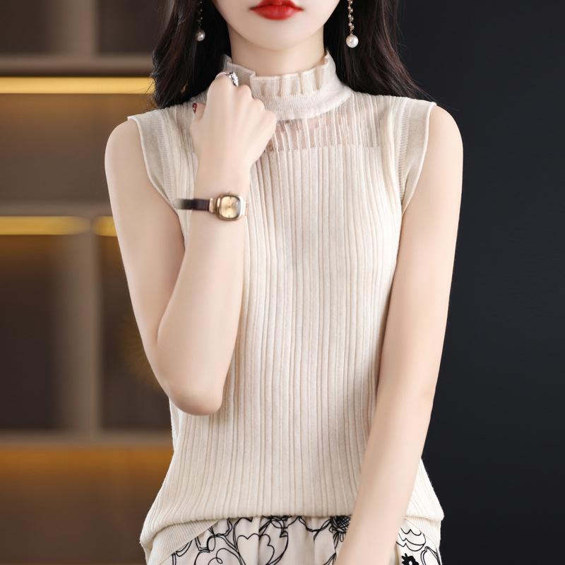 秋冬 コーデ レディース ファッション オシャレ アイテム 服 カワイイ シンプル 大人カワイイ 大きいサイズ ウール レトロ ハーフ タートルネック ノースリーブ セーター レース トップス ベスト
