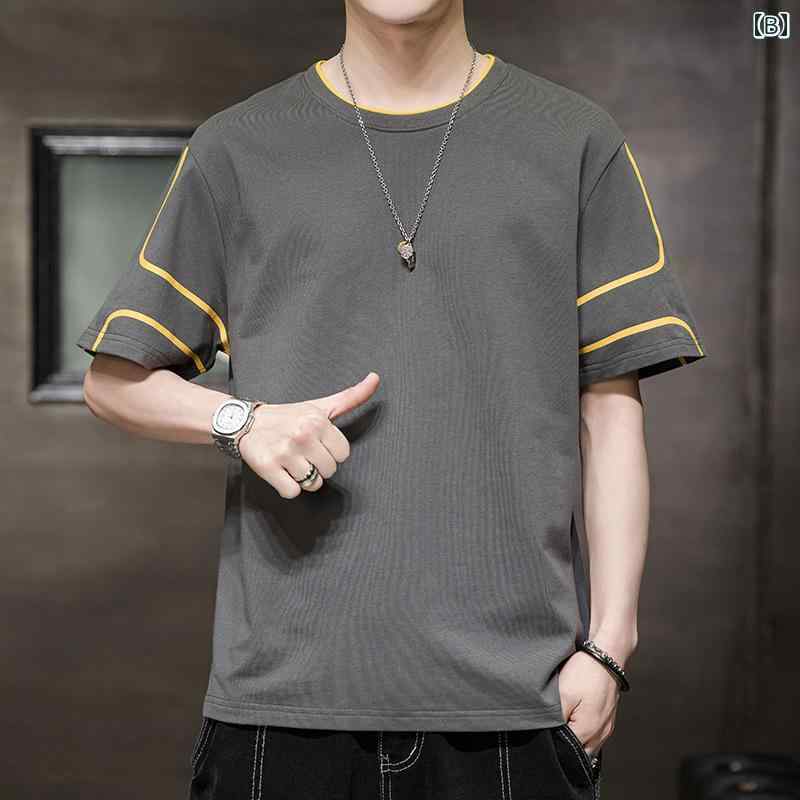 秋冬 コーデ メンズ 服 シンプル ファッション オシャレ 大人 かっこいい 大きいサイズ ストリート 紳士服 コットン T シャツ 半袖 通気 カジュアル レイヤリング トップス