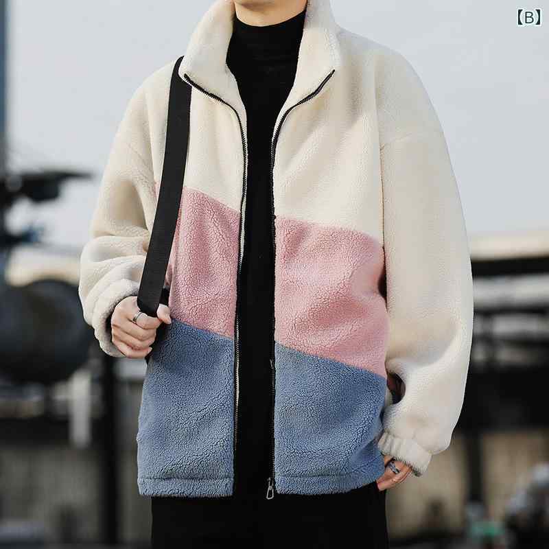 秋冬 コーデ メンズ 服 シンプル ファッション オシャレ 大人 かっこいい 大きいサイズ ストリート 紳士服 韓国スタイル カジュアル ジャケット ラムウール トップス