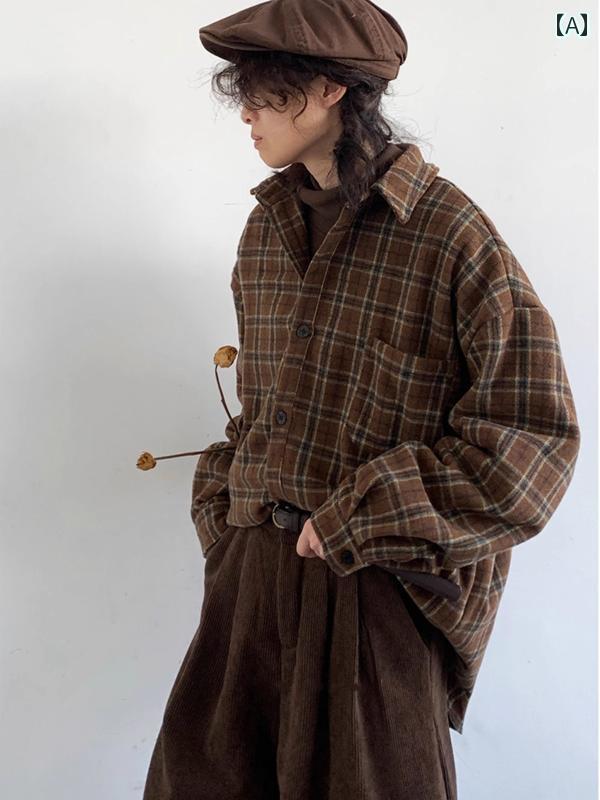 秋冬 コーデ メンズ 服 シンプル ファッション オシャレ 大人 かっこいい 大きいサイズ ストリート 紳士服 レトロ ストライプ ストリート ハイエンド シャツ 子 カレッジ シンプル カジュアル 長袖 トップス