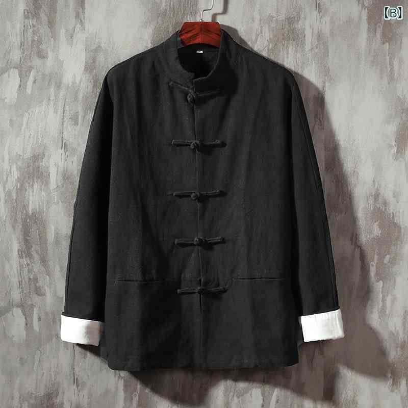 秋冬 コーデ メンズ 服 シンプル ファッション オシャレ 大人 かっこいい 大きいサイズ ストリート 紳士服 唐 スーツ バックル リネン ジャケット 綿 レトロ