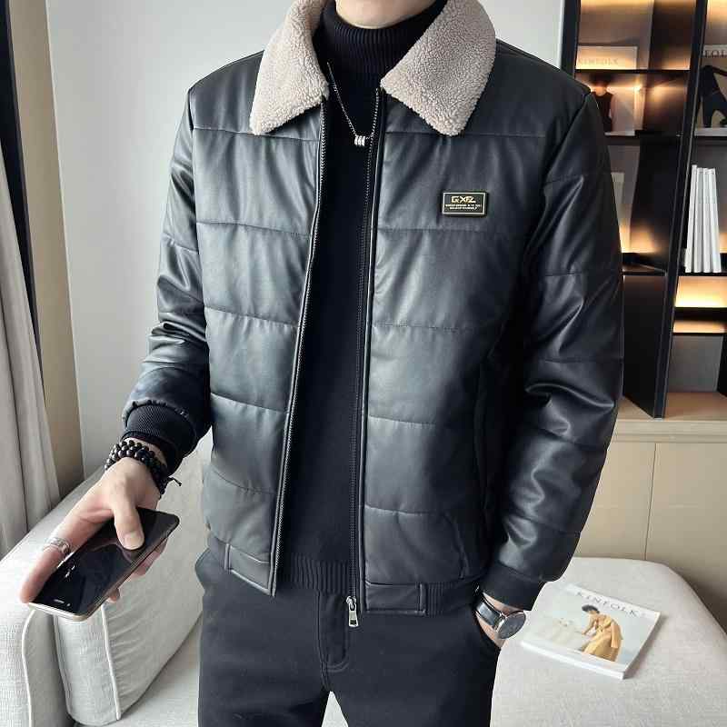 秋冬 コーデ メンズ 服 シンプル ファッション オシャレ 大人 かっこいい 大きいサイズ ストリート 紳士服 綿 パッド ジャケット ラム ファー 襟