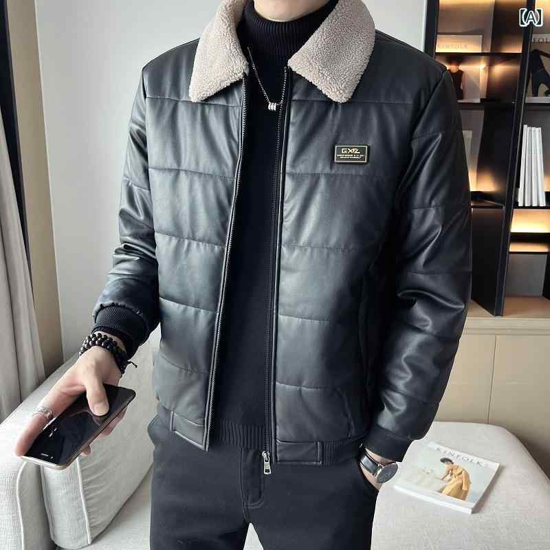 秋冬 コーデ メンズ 服 シンプル ファッション オシャレ 大人 かっこいい 大きいサイズ ストリート 紳士服 綿 パッド ジャケット ラム ファー 襟