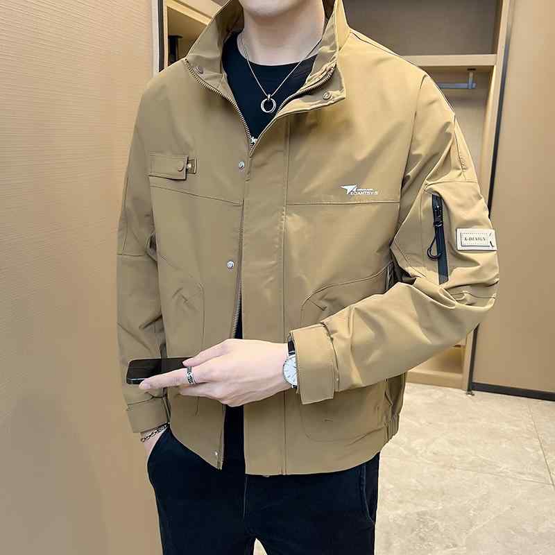 秋冬 コーデ メンズ 服 シンプル ファッション オシャレ 大人 かっこいい 大きいサイズ ストリート 紳士服 ジャケット 薄手 ジャケット カジュアル スタンドカラー トップス