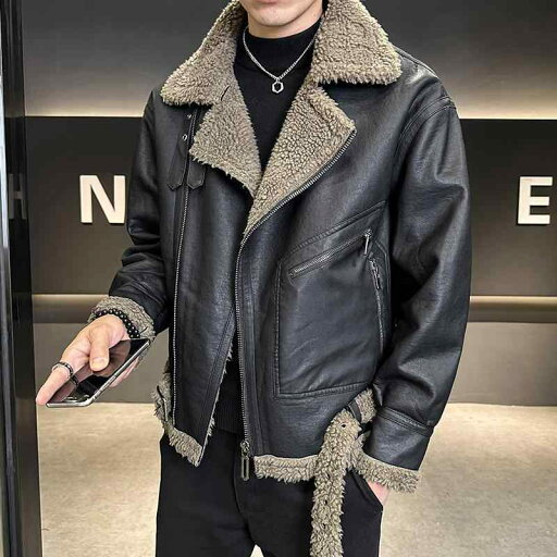 秋冬 コーデ メンズ 服 シンプル ファッション オシャレ 大人 かっこいい 大きいサイズ ストリート 紳士服 ファー ジャケット ベルベット 厚手 ラム エコ レザー ジャケット 秋冬 コーデ メンズ 服 シンプル ファッション オシャレ 大人 かっこいい 大きいサイズ ストリート 紳士服 ファー ジャケット ベルベット 厚手 ラム エコ レザー ジャケット