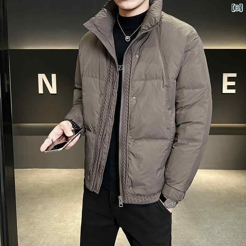 秋冬 コーデ メンズ 服 シンプル ファッション オシャレ 大人 かっこいい 大きいサイズ ストリート 紳士服 ハイエンド ダウン ジャケット 厚手 暖かい スタンドカラー フード レス