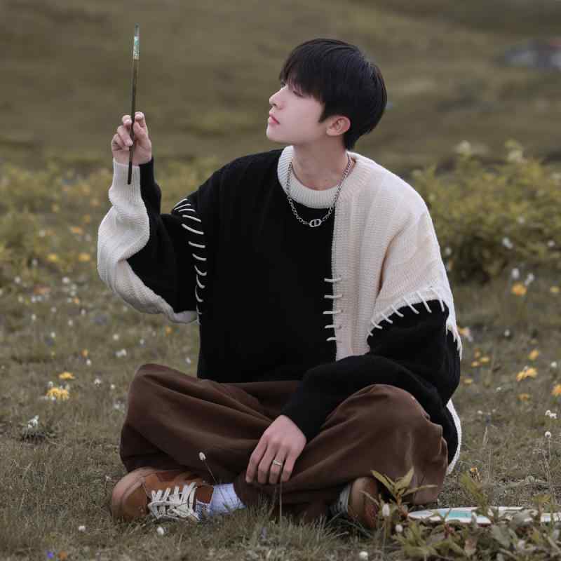 秋冬 コーデ メンズ 服 シンプル ファッション オシャレ 大人 かっこいい 大きいサイズ ストリート 紳士服 カップル兼 セーター ラウンドネック ジャケット