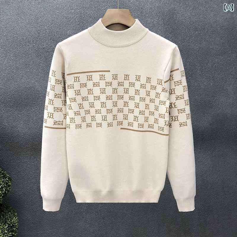 秋冬 コーデ メンズ 服 シンプル ファッション オシャレ 大人 かっこいい 大きいサイズ ストリート 紳士服 ハーフ タートルネック セーター 暖かい ベース レイヤー