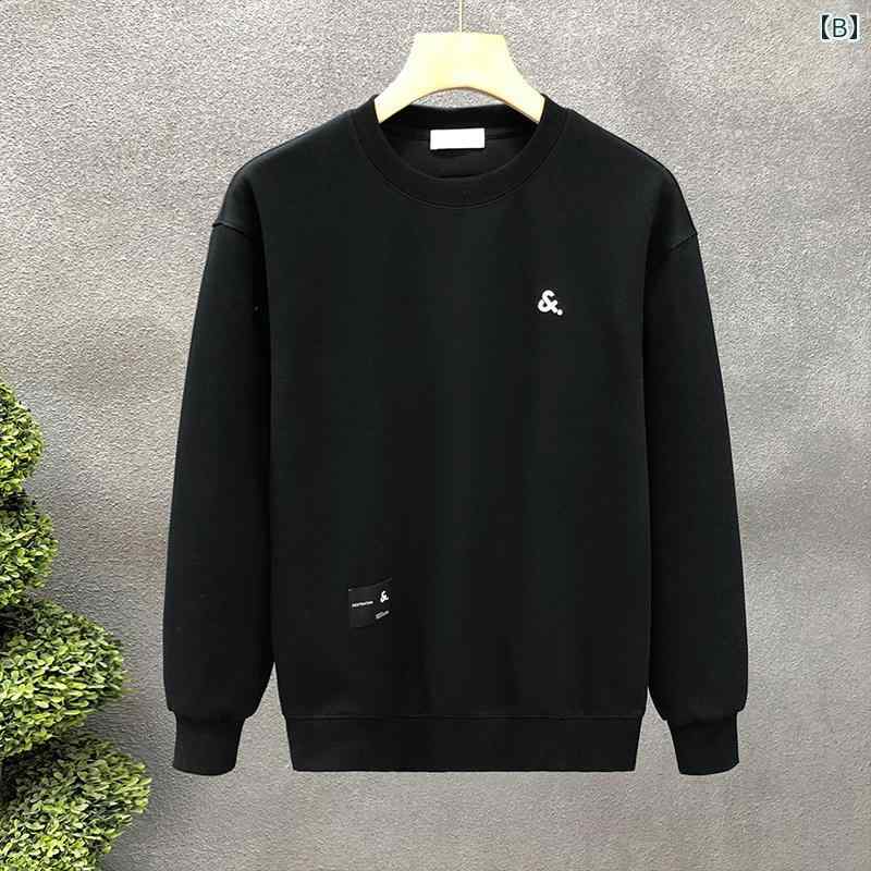 秋冬 コーデ メンズ 服 シンプル ファッション オシャレ 大人 かっこいい 大きいサイズ ストリート 紳士服 ハイエンド シンプル スウェットシャツ パーカー ベルベット ラウンドネック レイヤリング シャツ 長袖 トップス