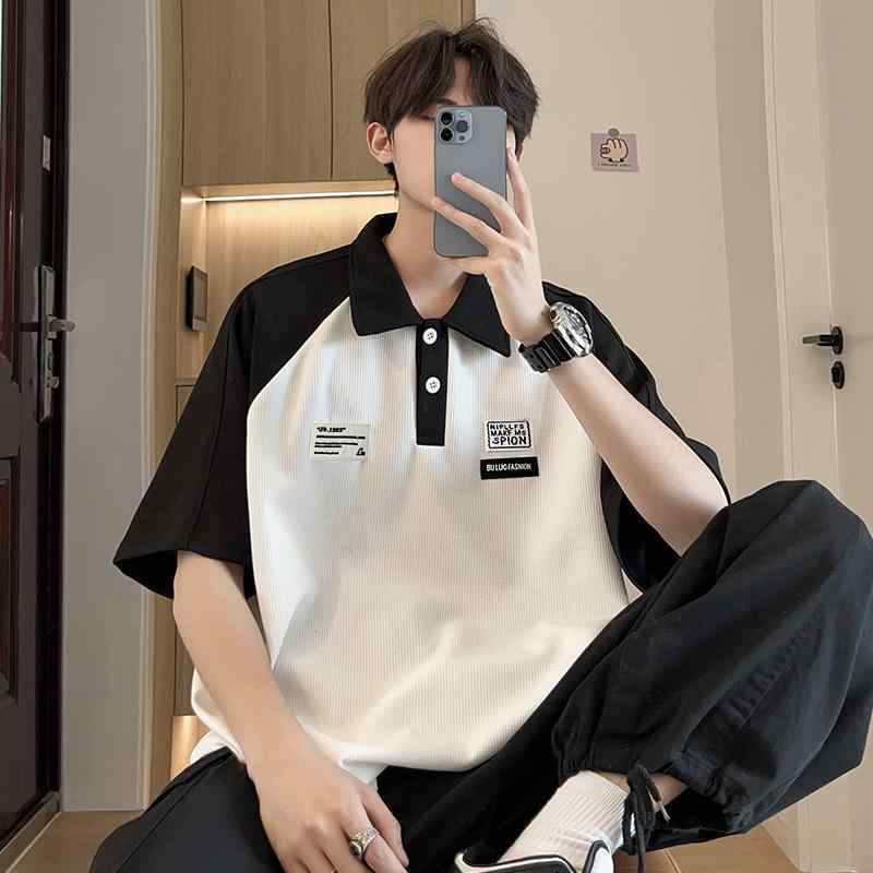 秋冬 コーデ メンズ 服 シンプル ファッション オシャレ 大人 かっこいい 大きいサイズ ストリート 紳士服 ポロシャツ ヘビー ステッチ 半袖 T シャツ カレッジ