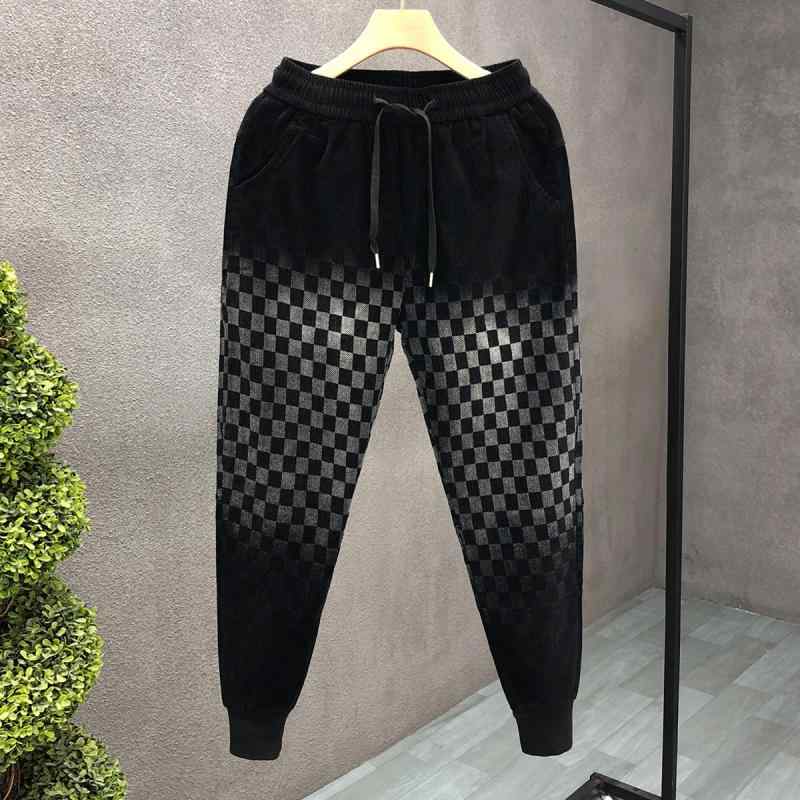 秋冬 コーデ メンズ 服 シンプル ファッション オシャレ 大人 かっこいい 大きいサイズ ストリート 紳士服 ハイエンド グラデーション チェック柄 パンツ ズボン カジュアル