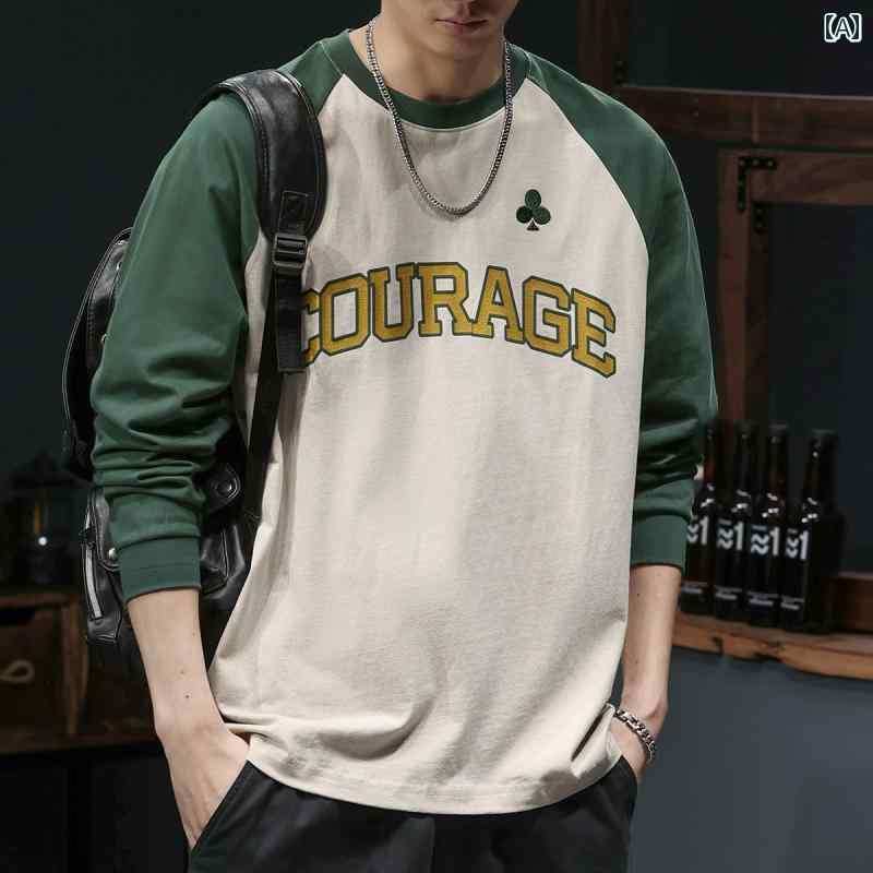 秋冬 コーデ メンズ 服 シンプル ファッション オシャレ 大人 かっこいい 大きいサイズ ストリート 紳士服 ヘビー 長袖 T シャツ 綿 ゆったり スウェットシャツ パーカー レトロ シャツ