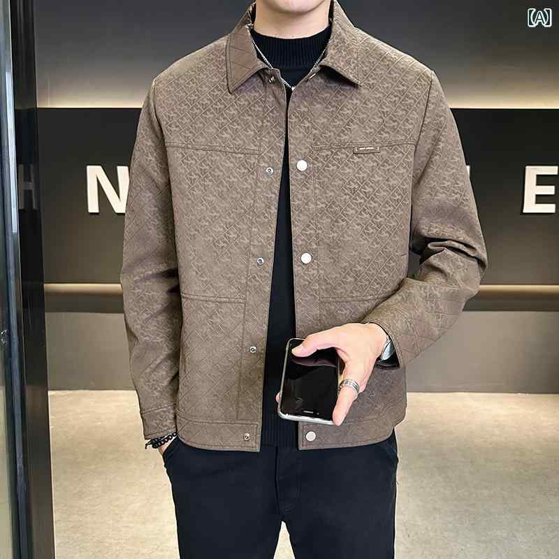 秋冬 コーデ メンズ 服 シンプル ファッション オシャレ 大人 かっこいい 大きいサイズ ストリート 紳士服 エコ レザー ジャケット アメリカン